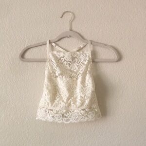 Xhilaration Racerback Longline Lace Bralette Ivory